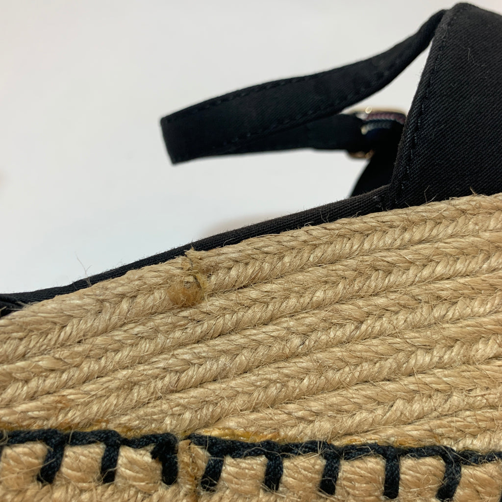 Tommy Hilfiger Black Canvas & Jute Espadrille Wedges | Pre Loved |