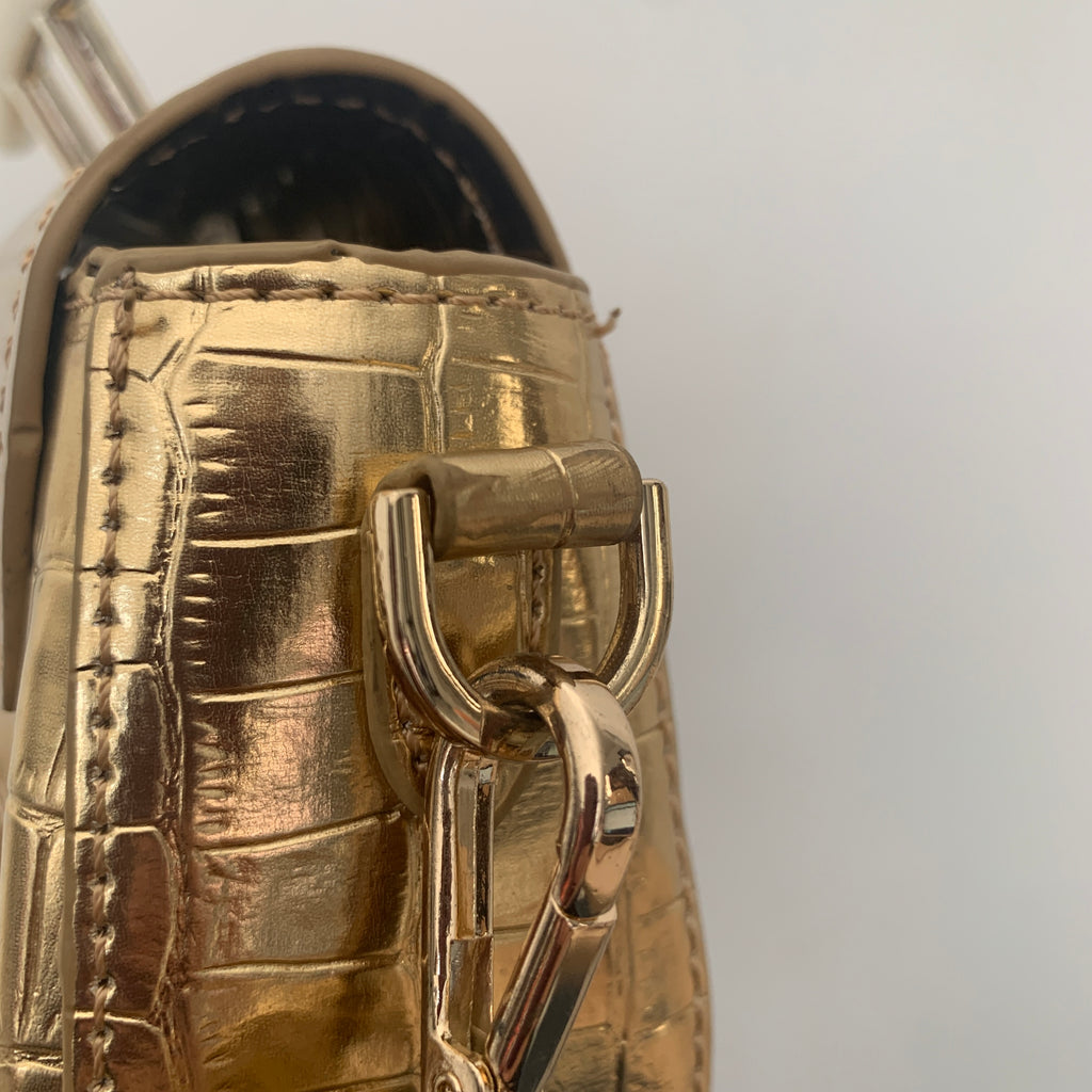 ZARA Gold Croc-embossed Shoulder Bag | Gently Used |