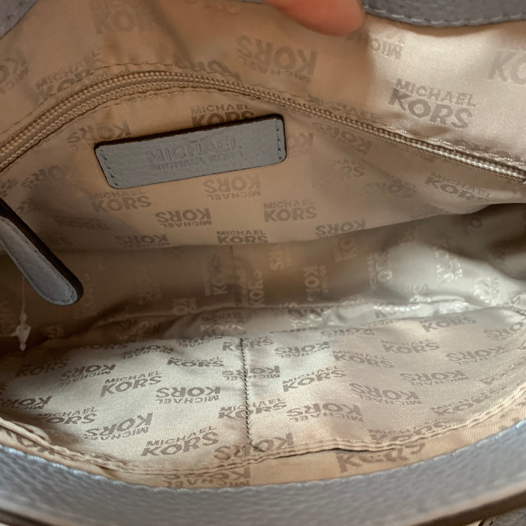 Michael Kors Light Blue Pebbled Leather Saddle Bag | Gently Used |