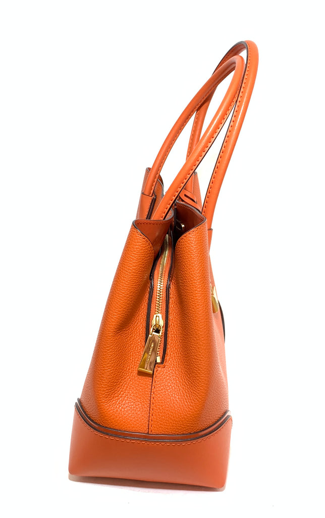Michael Kors Orange Pebbled Leather Mercer Satchel | Gently Used |