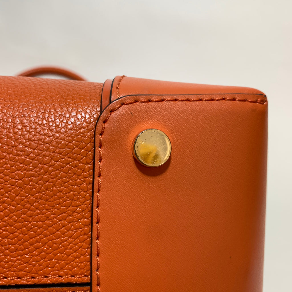 Michael Kors Orange Pebbled Leather Mercer Satchel | Gently Used |