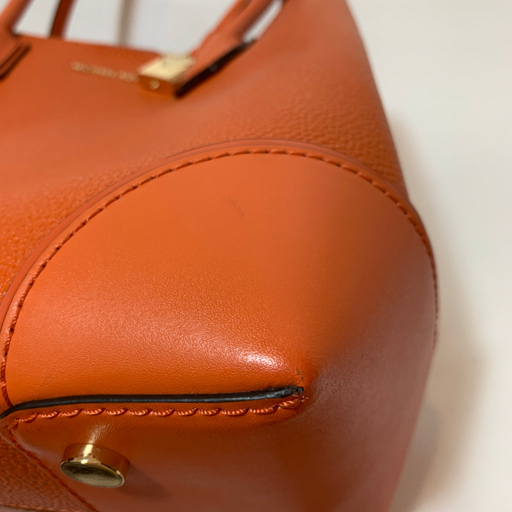 Michael Kors Orange Pebbled Leather Mercer Satchel | Gently Used |