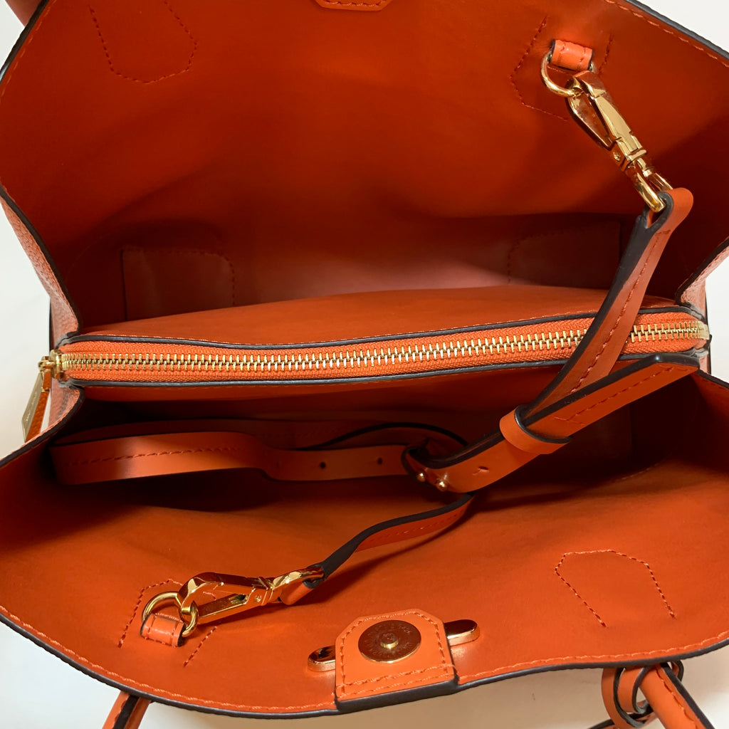 Michael Kors Orange Pebbled Leather Mercer Satchel | Gently Used |