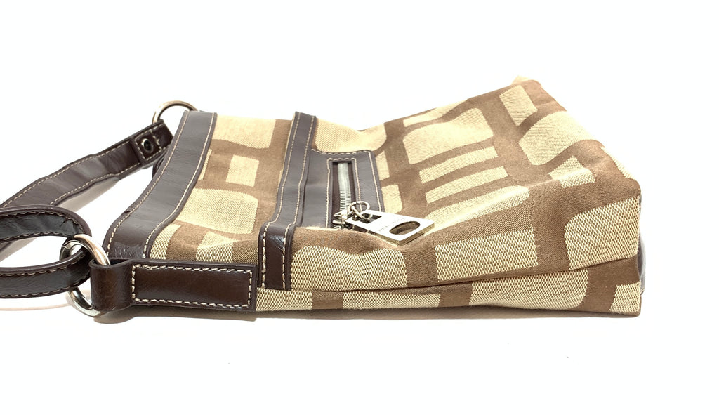 Nine West Brown Canvas Geometric Cross Body Bag | Pre Loved |