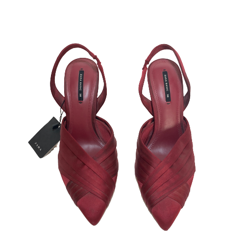 ZARA Maroon Satin Pointed Pumps | Brand New |