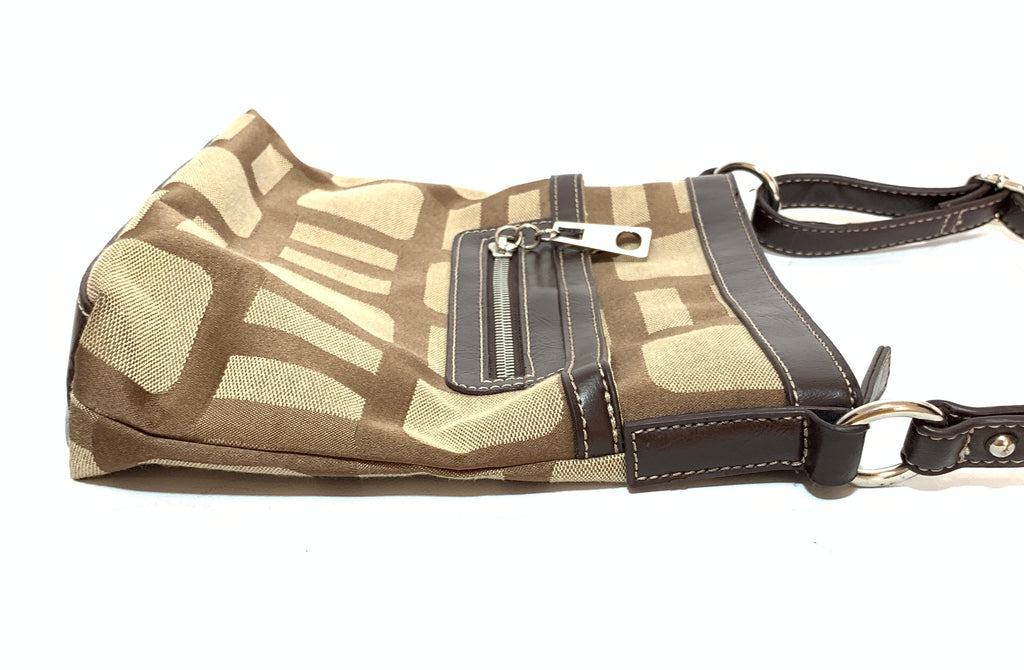 Nine West Brown Canvas Geometric Cross Body Bag | Pre Loved |