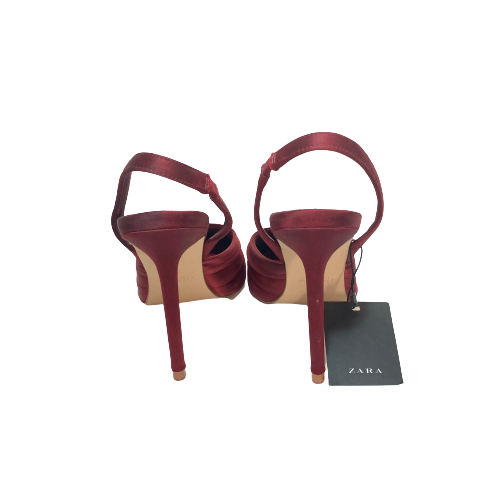 ZARA Maroon Satin Pointed Pumps | Brand New |