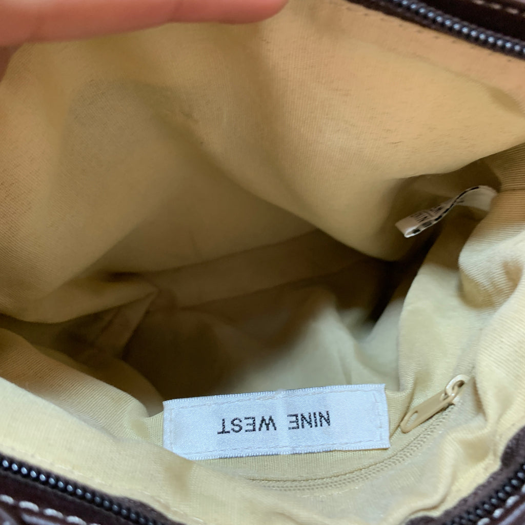 Nine West Brown Canvas Geometric Cross Body Bag | Pre Loved |