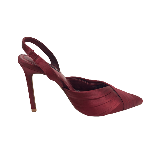 ZARA Maroon Satin Pointed Pumps | Brand New |