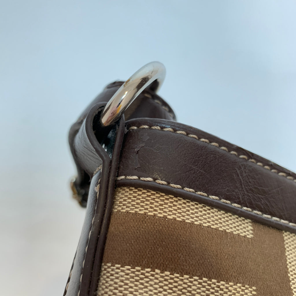 Nine West Brown Canvas Geometric Cross Body Bag | Pre Loved |