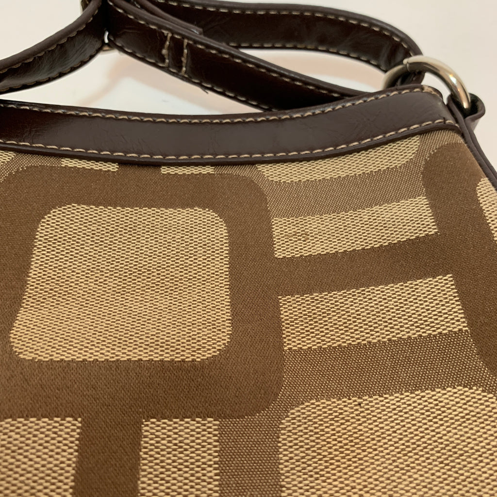 Nine West Brown Canvas Geometric Cross Body Bag | Pre Loved |