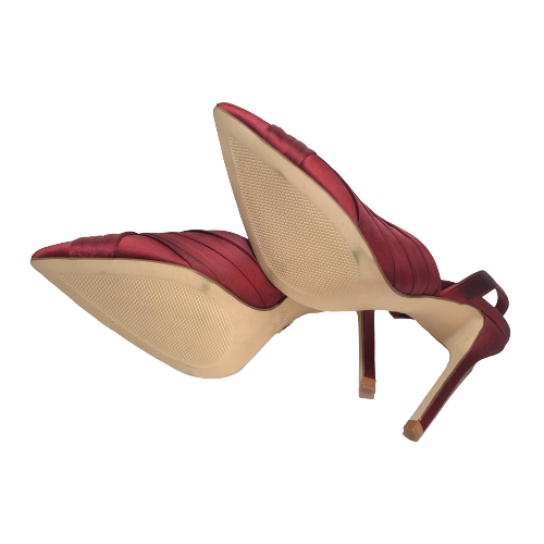 ZARA Maroon Satin Pointed Pumps | Brand New |