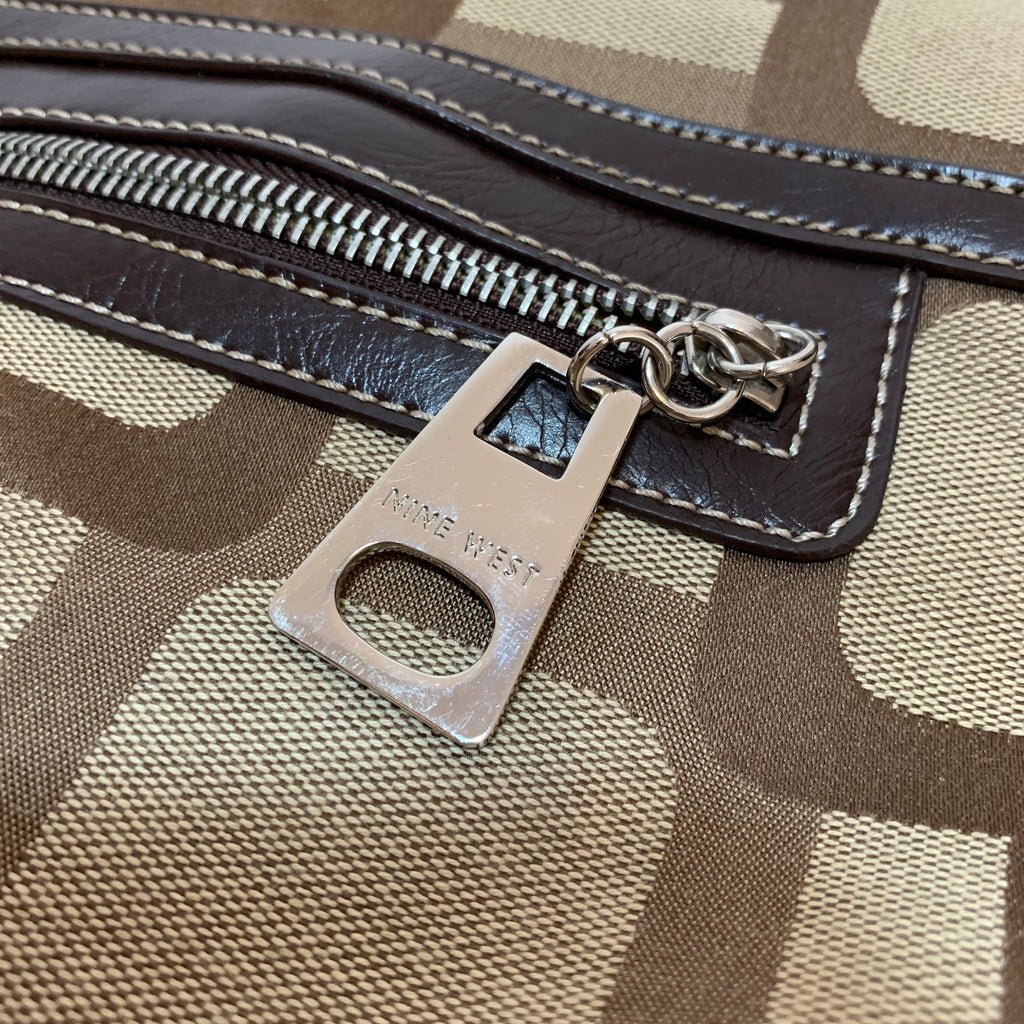 Nine West Brown Canvas Geometric Cross Body Bag | Pre Loved |