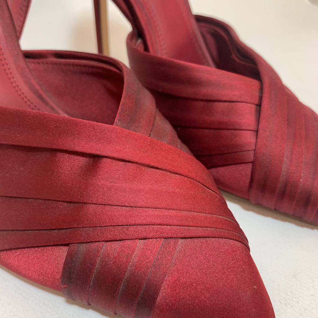 ZARA Maroon Satin Pointed Pumps | Brand New |