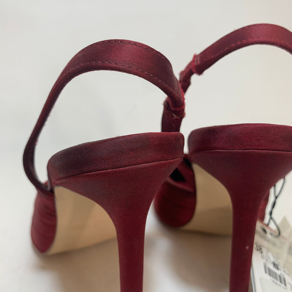 ZARA Maroon Satin Pointed Pumps | Brand New |