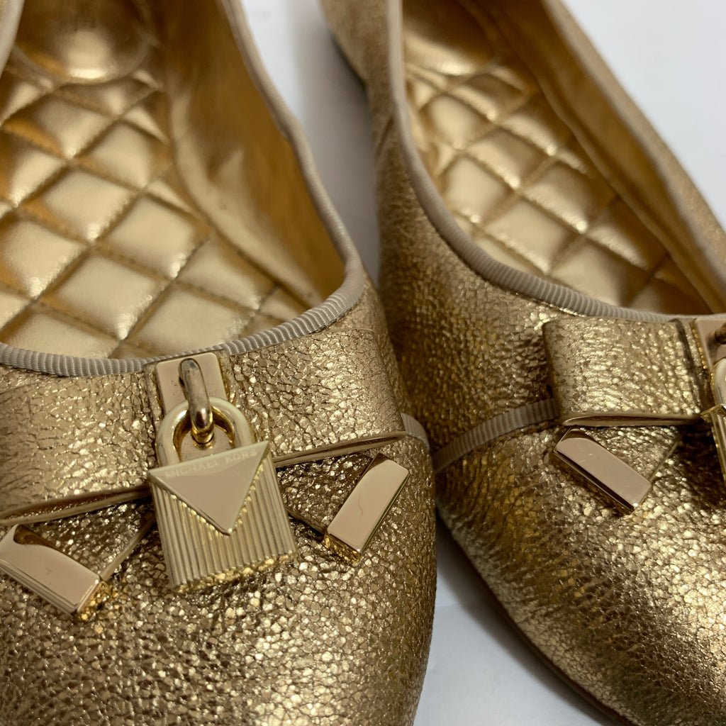 Michael Kors 'Alice' Gold Metallic Ballet Flats | Pre Loved |