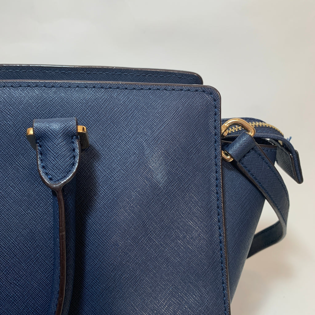 Michael Kors Navy Leather 'Selma' Medium Satchel | Pre Loved |