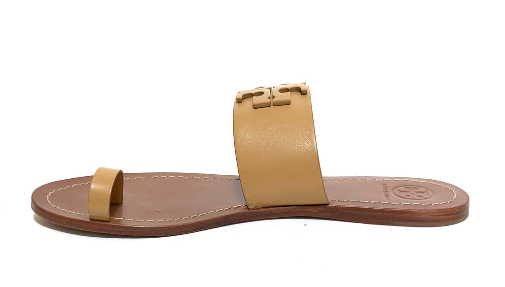 Tory Burch Beige Leather 'Lowell 2' Flat Slides | Gently Used |