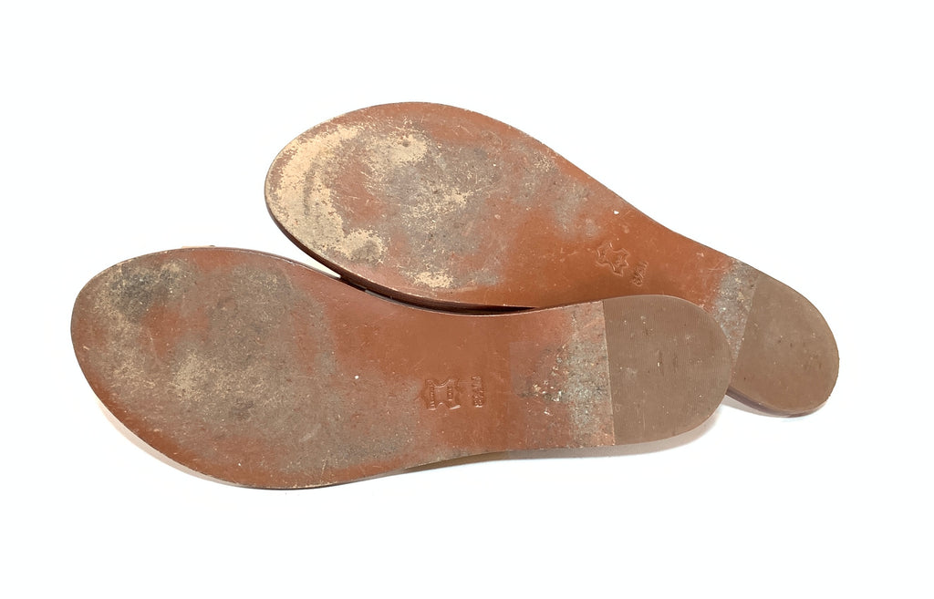 Tory Burch Beige Leather 'Lowell 2' Flat Slides | Gently Used |