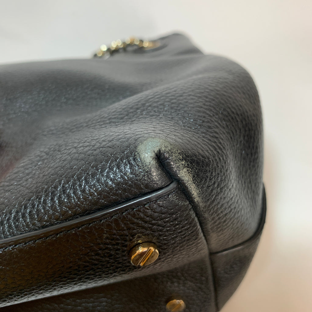 Tory Burch Black Leather ' Marion' Tote | Pre Loved |
