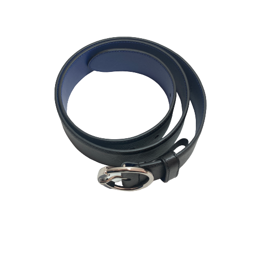 Prada Black & Blue Leather 'Cinture' Leather Belt | Gently Used |