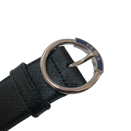 Prada Black & Blue Leather 'Cinture' Leather Belt | Gently Used |