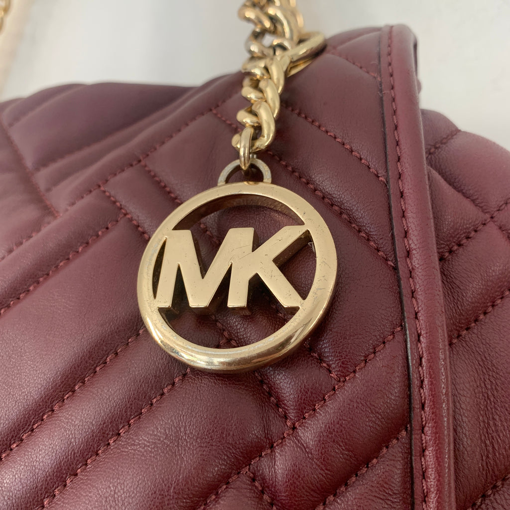 Michael Kors Maroon Quilted Leather Shoulder Bag | Pre loved |