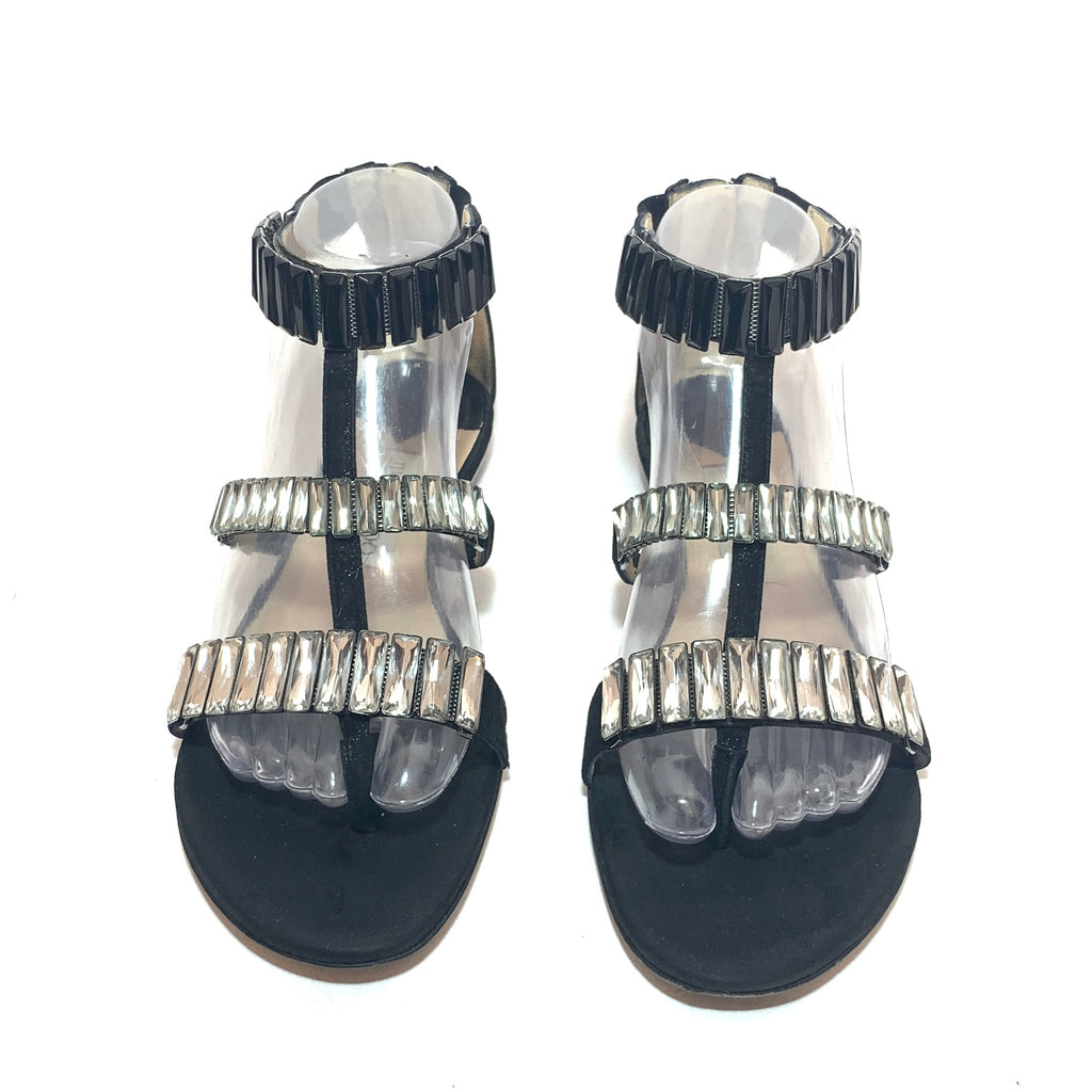 Jimmy Choo Black Rhinestone Gladiator Sandals | Pre Loved |