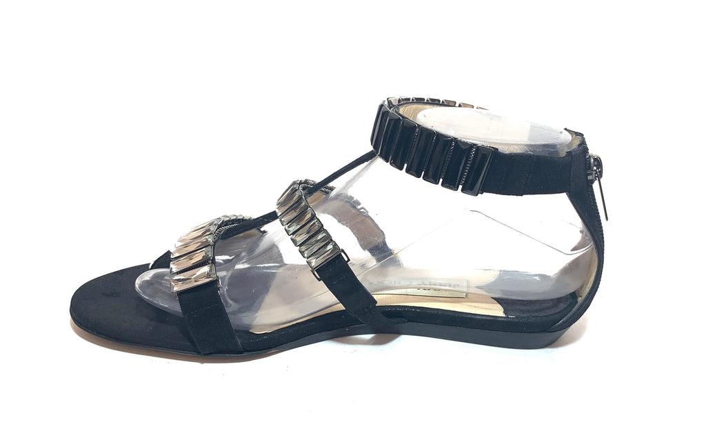 Jimmy Choo Black Rhinestone Gladiator Sandals | Pre Loved |