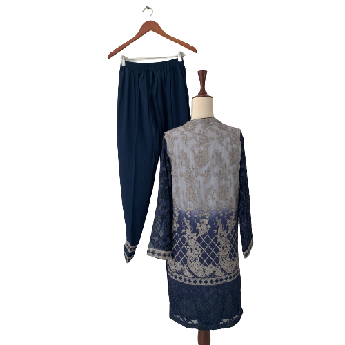 Miss Soni Blue & Embroidered Kameez (2 pcs.) | Gently Used |