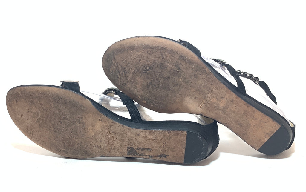 Jimmy Choo Black Rhinestone Gladiator Sandals | Pre Loved |