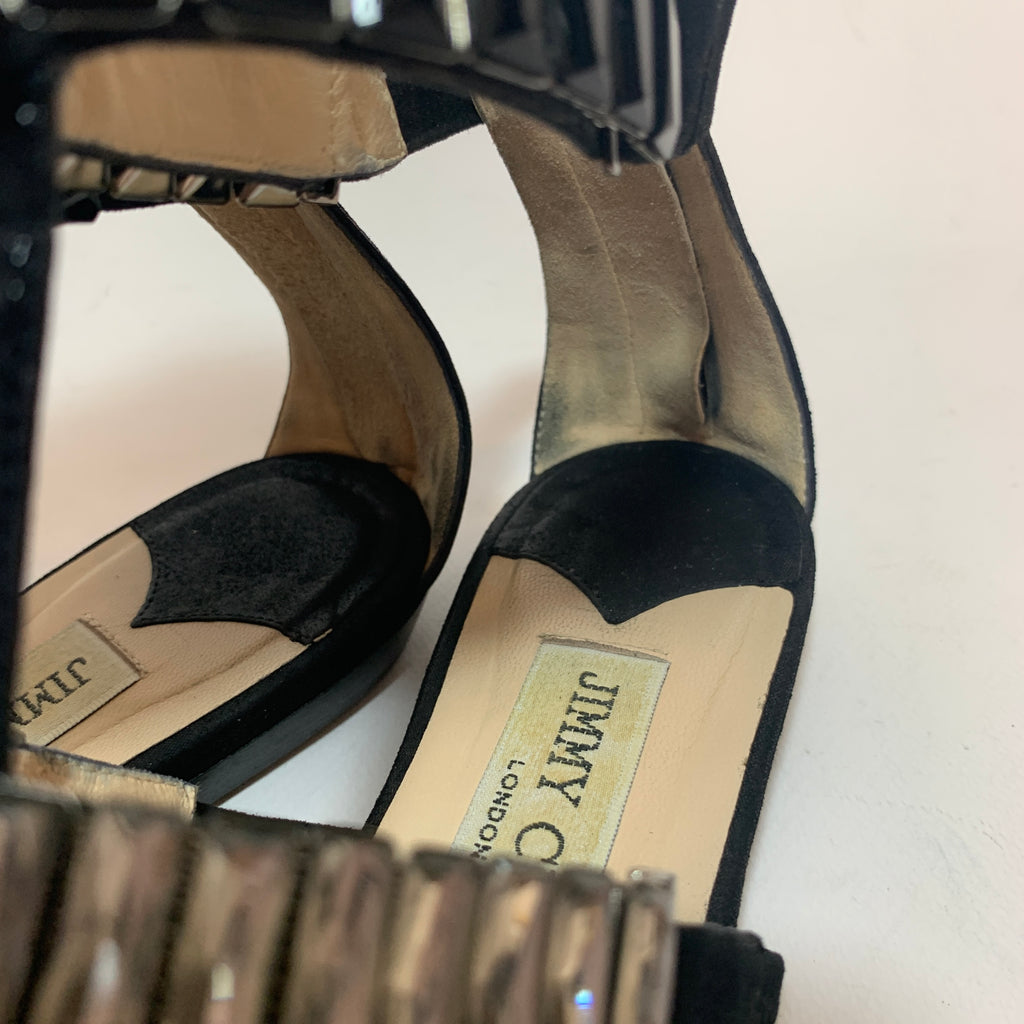 Jimmy Choo Black Rhinestone Gladiator Sandals | Pre Loved |