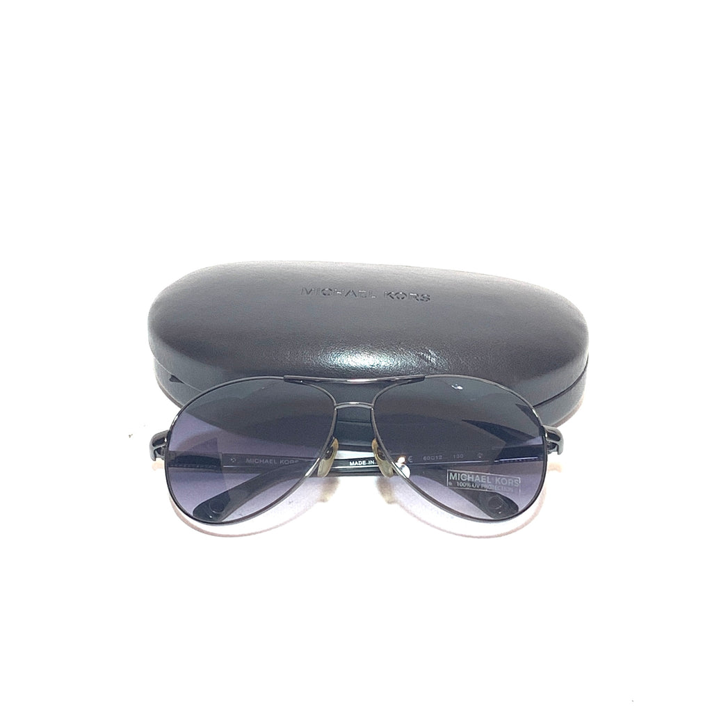 Michael Kors 'Claire' Black Metal Aviator Sunglasses | Like New |