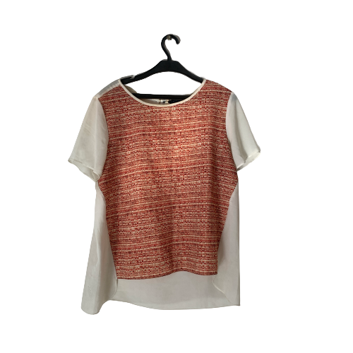 Ligne Red Patterned and Sheer Back Top