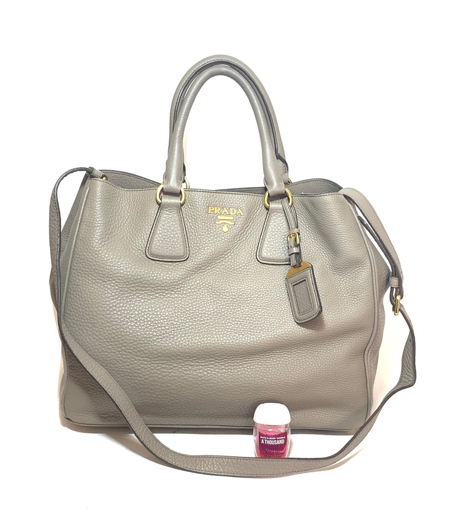 Prada Grey Pebbled Leather Tote | Pre Loved |
