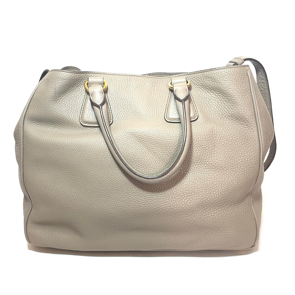 Prada Grey Pebbled Leather Tote | Pre Loved |