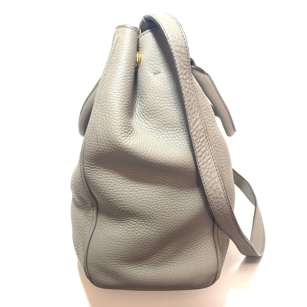 Prada Grey Pebbled Leather Tote | Pre Loved |