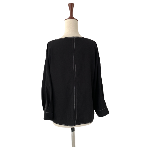 ZARA Black with White Stitching Top | Brand New |