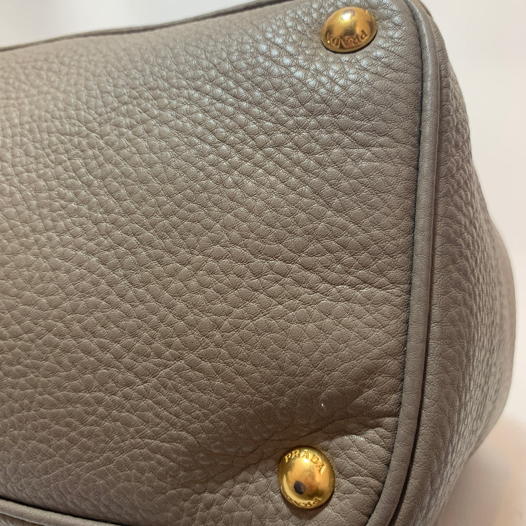 Prada Grey Pebbled Leather Tote | Pre Loved |