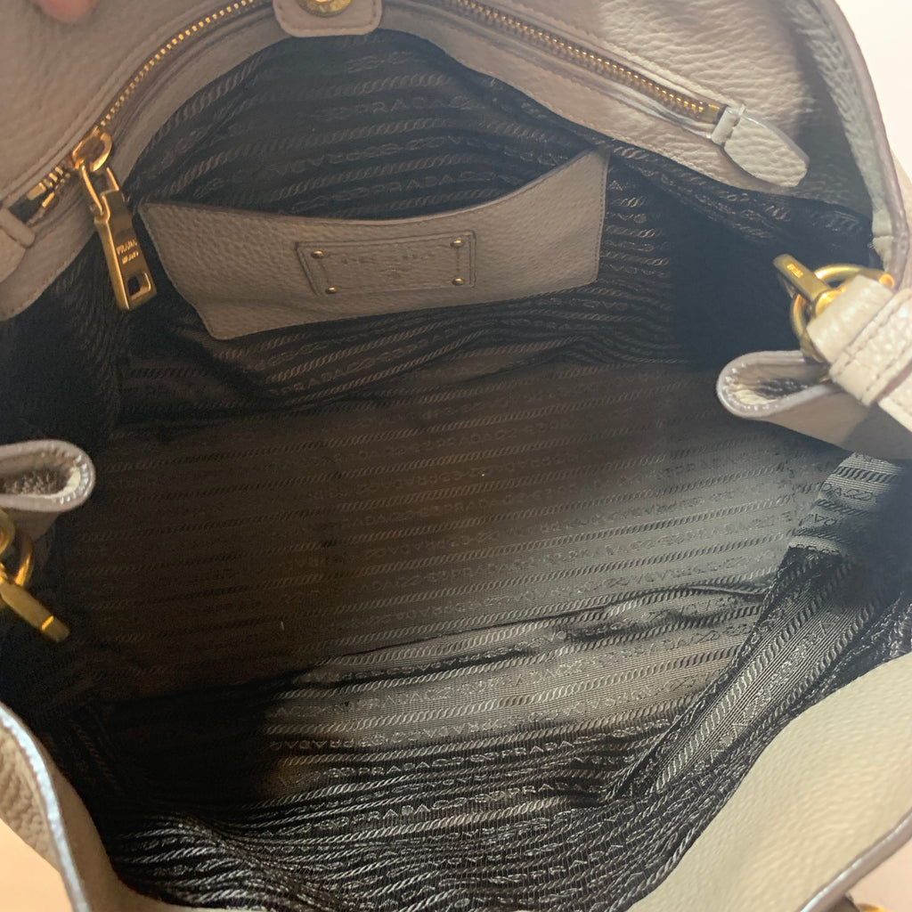 Prada Grey Pebbled Leather Tote | Pre Loved |