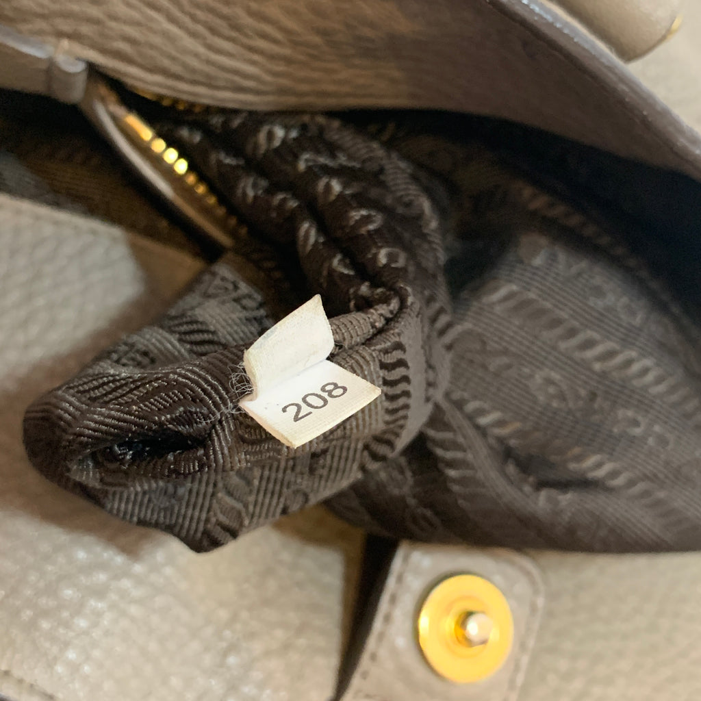 Prada Grey Pebbled Leather Tote | Pre Loved |