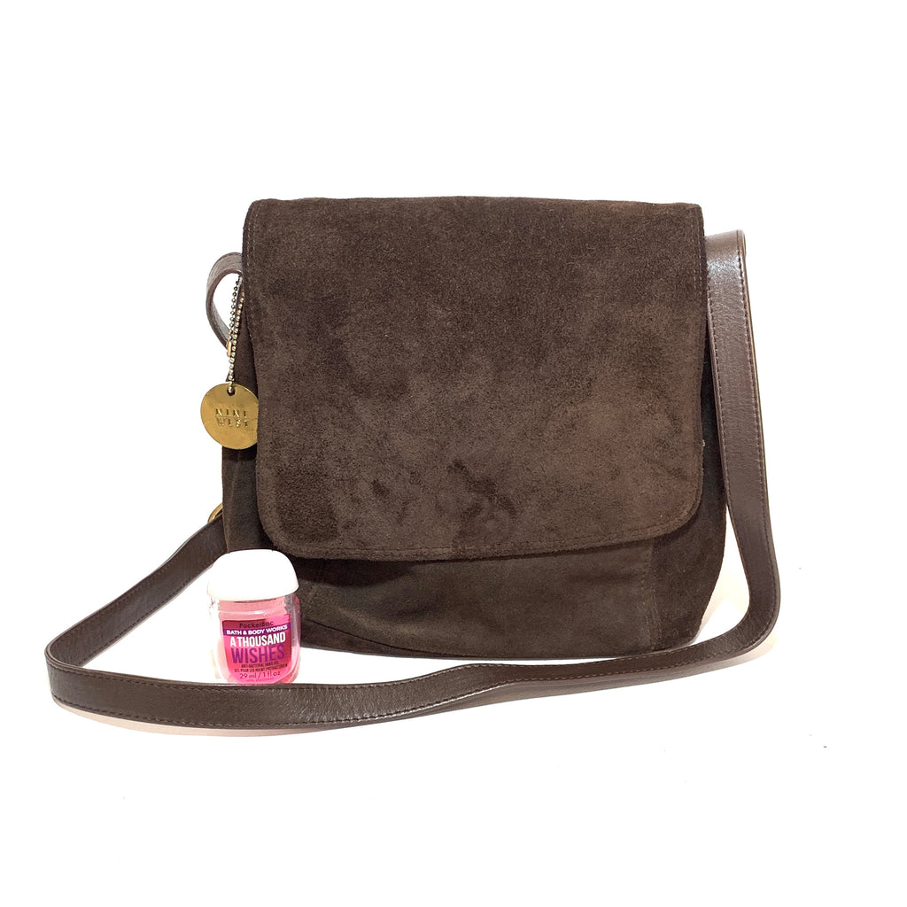 Nine West Suede Dark Brown Cross Body Bag | Pre Loved |