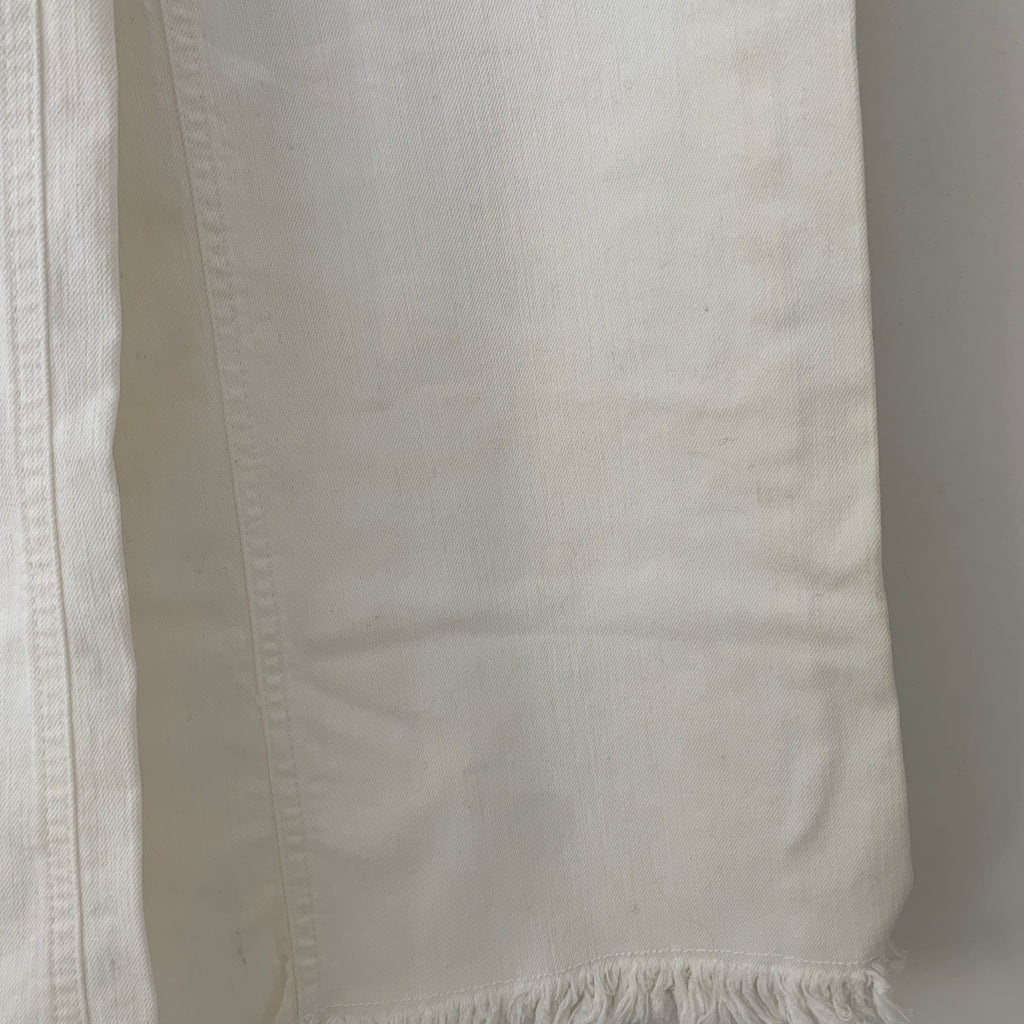 ZARA White Denim Cropped Fringe Jeans | Brand New |
