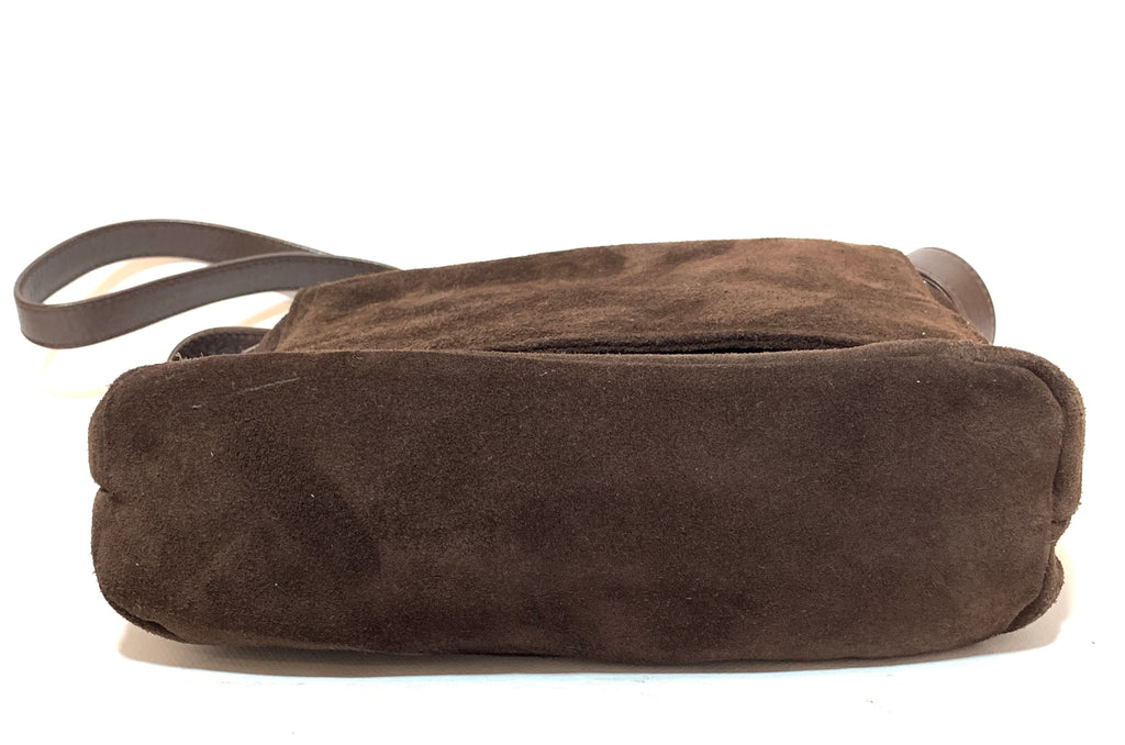 Nine West Suede Dark Brown Cross Body Bag | Pre Loved |