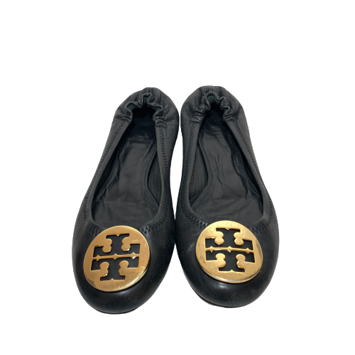 Tory Burch Black Leather REVA Ballet Flats | Pre Loved |