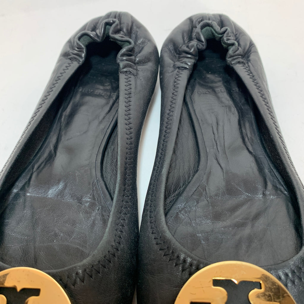 Tory Burch Black Leather REVA Ballet Flats | Pre Loved |