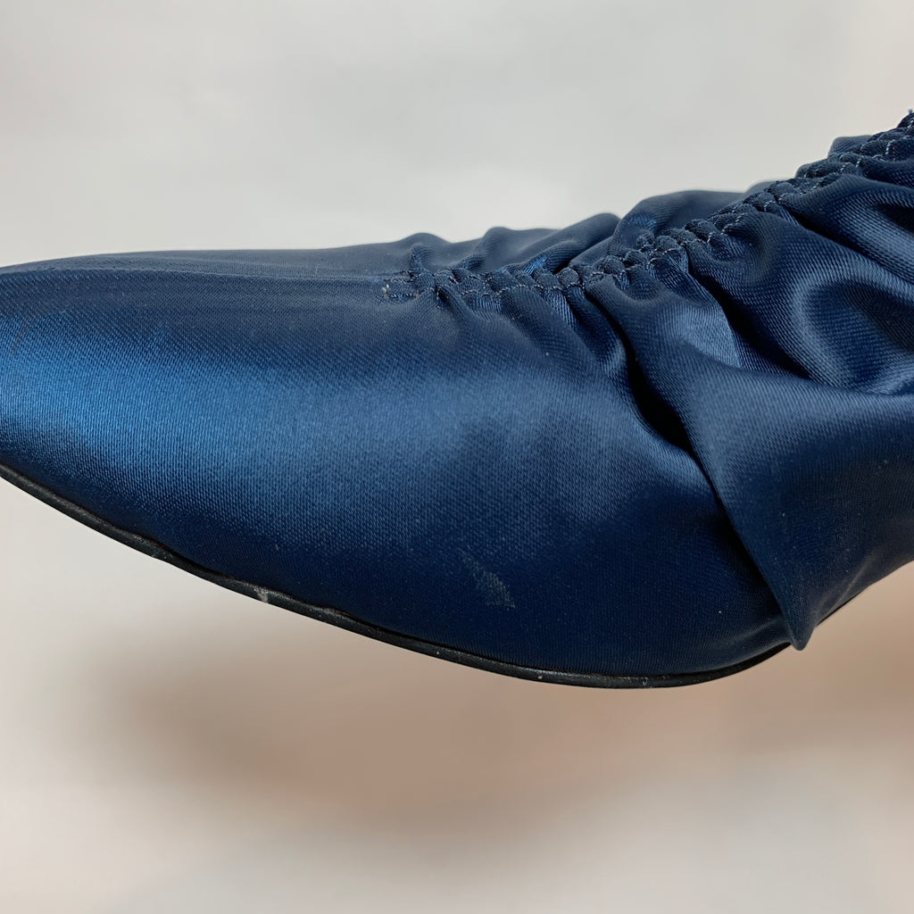 ZARA Blue Satin Ruche Pointed Pumps | Pre Loved |