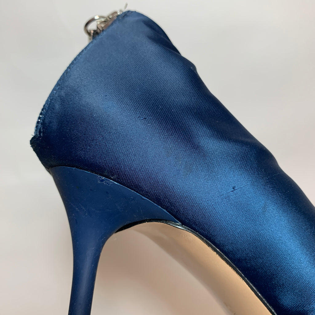 ZARA Blue Satin Ruche Pointed Pumps | Pre Loved |