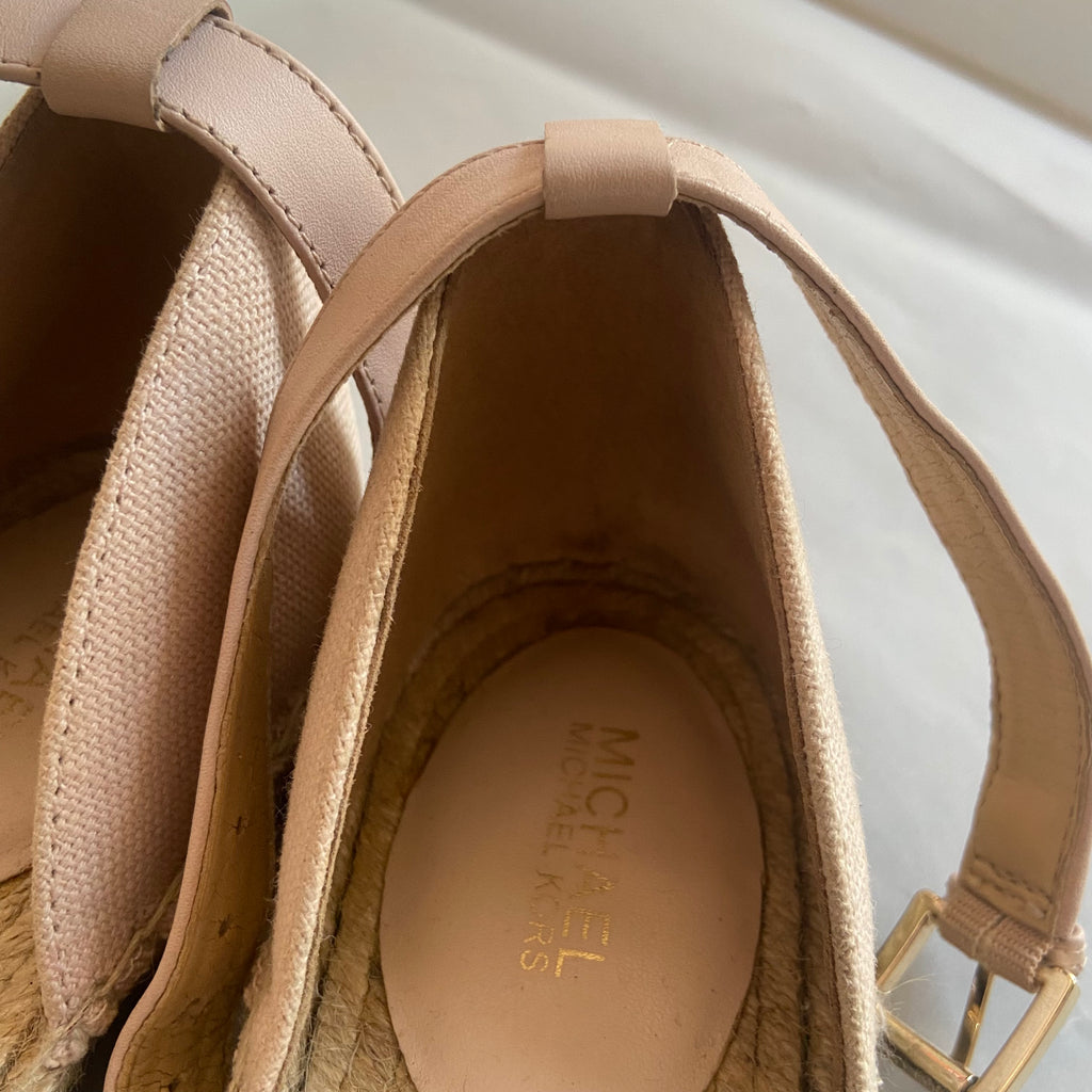 Michael Kors Light Pink Canvas and Jute Espadrille Sandals | Like New |