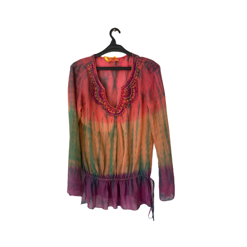 Hale Bob Tie Dye Sequins Silk Blouse